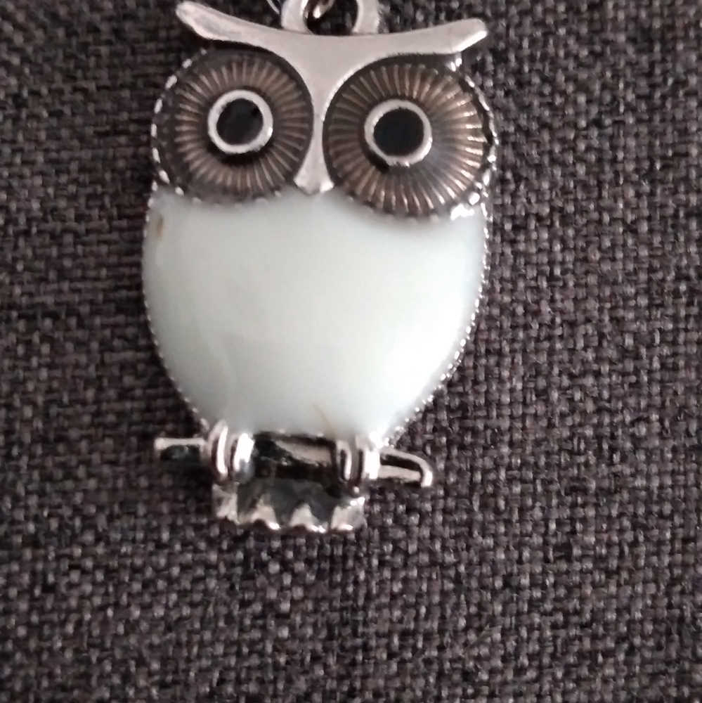 Pretty white owl on black necklace.